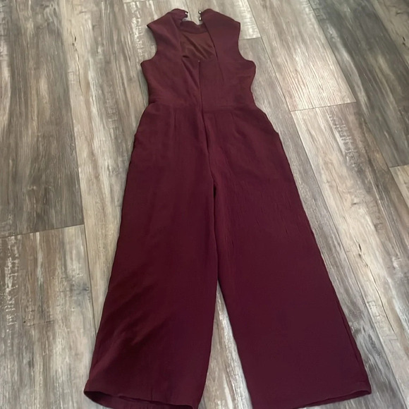 Eva Franco Charley Mock Neck Jumpsuit Maroon Burgundy Anthropologie Small - Picture 6 of 9